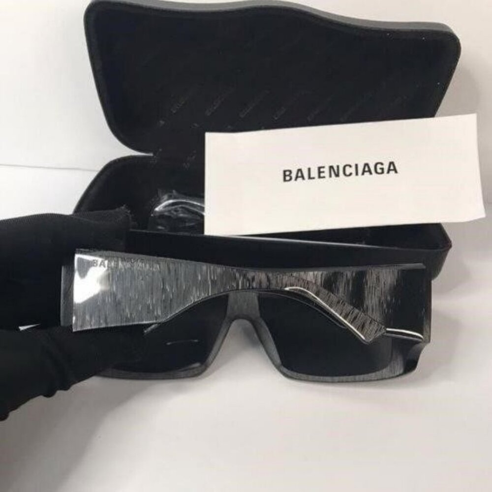 Original Balenciaga Black BB0002S Shield Sunglasses - Picture 7 of 9